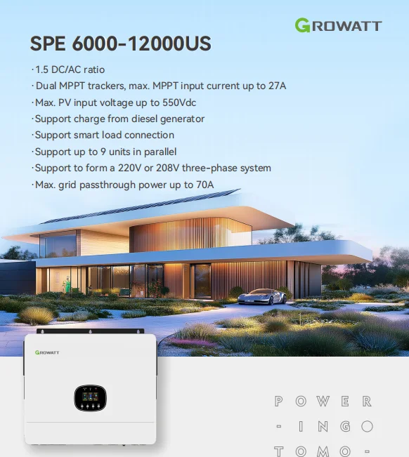 Growatt  Split Phase 120/240V 10KW Hybrid Solar Inverter SPE 10000 US  Compatible with 48V/51.2V Lithium Battery