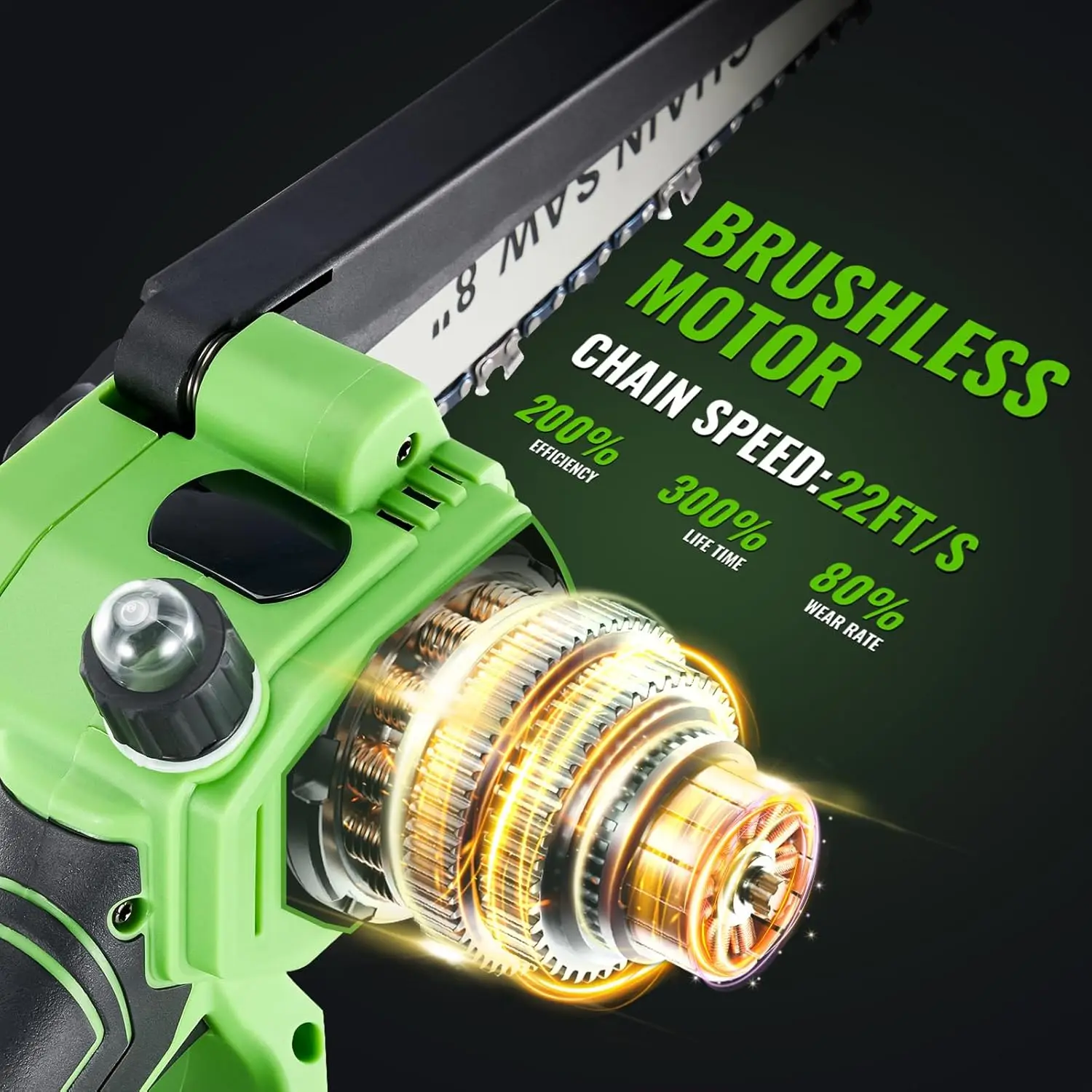 

Аккумуляторная пила 2-в-1 и мини-бензопила 20 В 3,0 Ач 8-дюймовый электрический триммер для деревьев с аккумулятором, бензопила