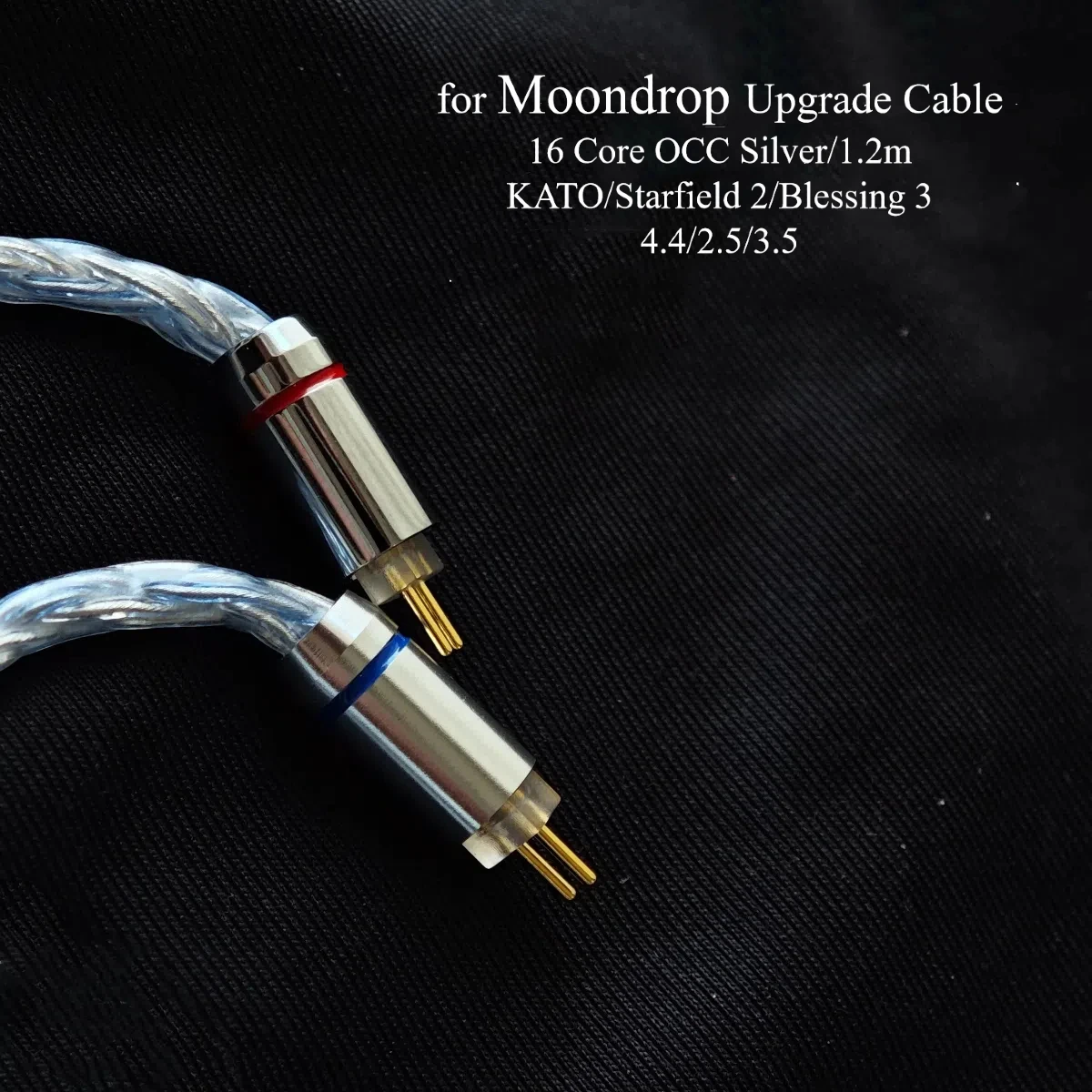 كابل OCC عالي الدقة 16 النواة لسماعات Moondrop المتوافقة مع KATO وStarfield 2 وBlesing 3، 0.78 مم 2-Pin و3.5 مم
