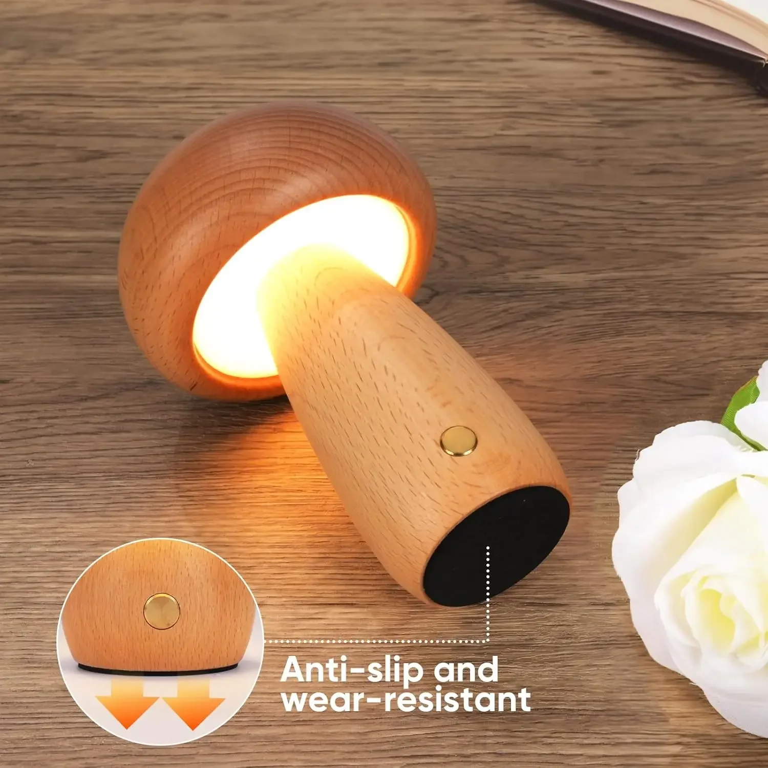 Rechargeable Mushroom Night Light, Dimmable Touch Control Desk Lamp, Creative Mushroom Desk Light for Home Bedroom Bedside Light