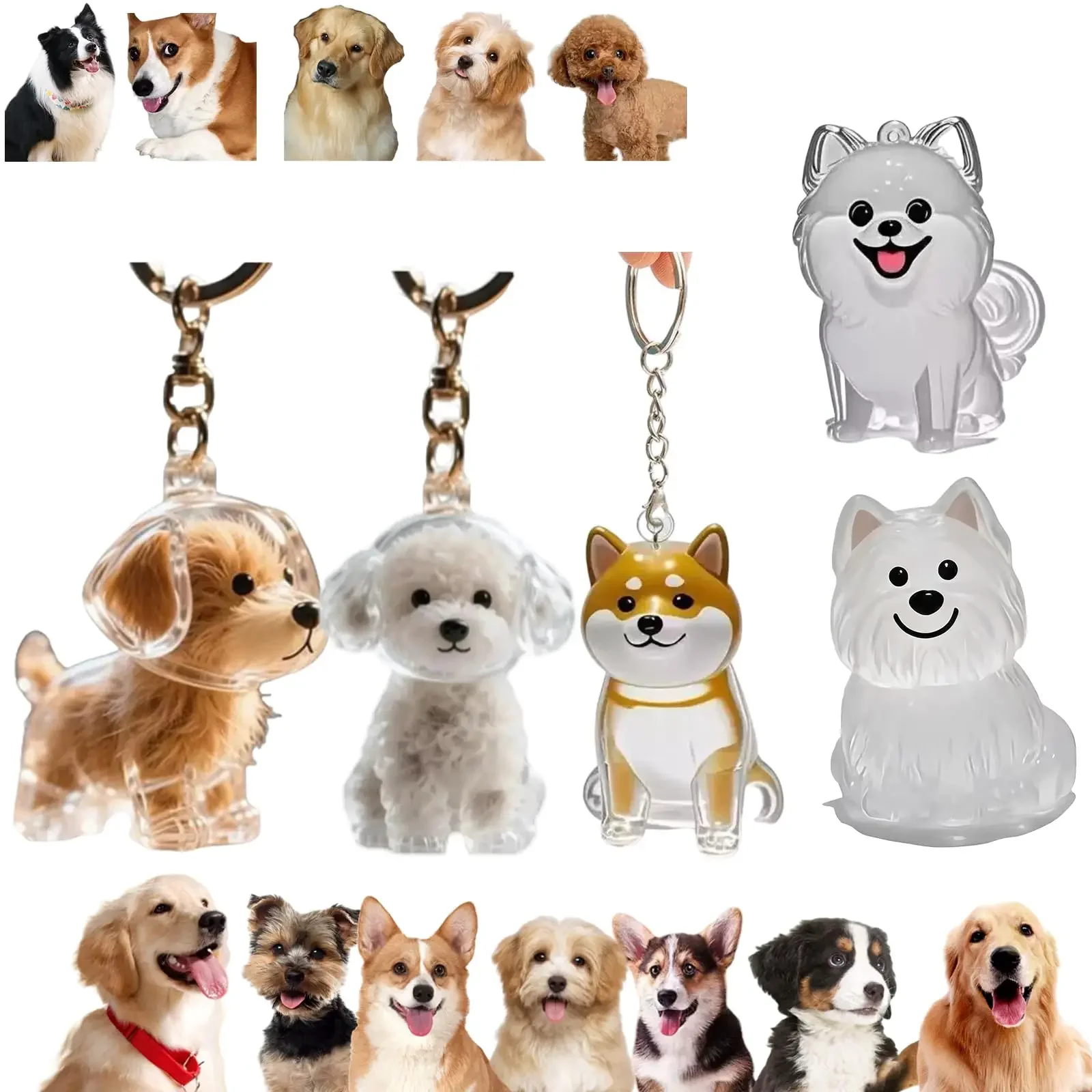 Pendentif commémoratif transparent pour animaux de compagnie, porte-clés, aimant de réfrigérateur, souvenir DIY avec poils de chien ou de chat pour les amoureux des animaux