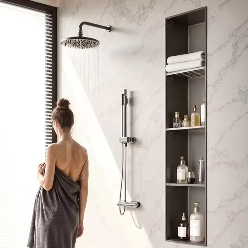 Modern Stainless Steel 304 Waterproof Embedded Shower Niche with Multiple Storage for Hotel Apartments Bathroom