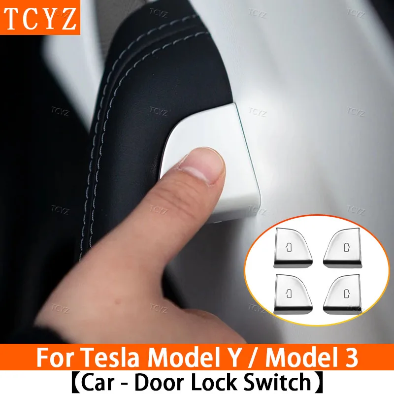 

For Tesla Model 3 Highland Model Y Juniper/Launch 2025 Car Open Door Button Stickers 4X Handle Cover Interior Protection Trim