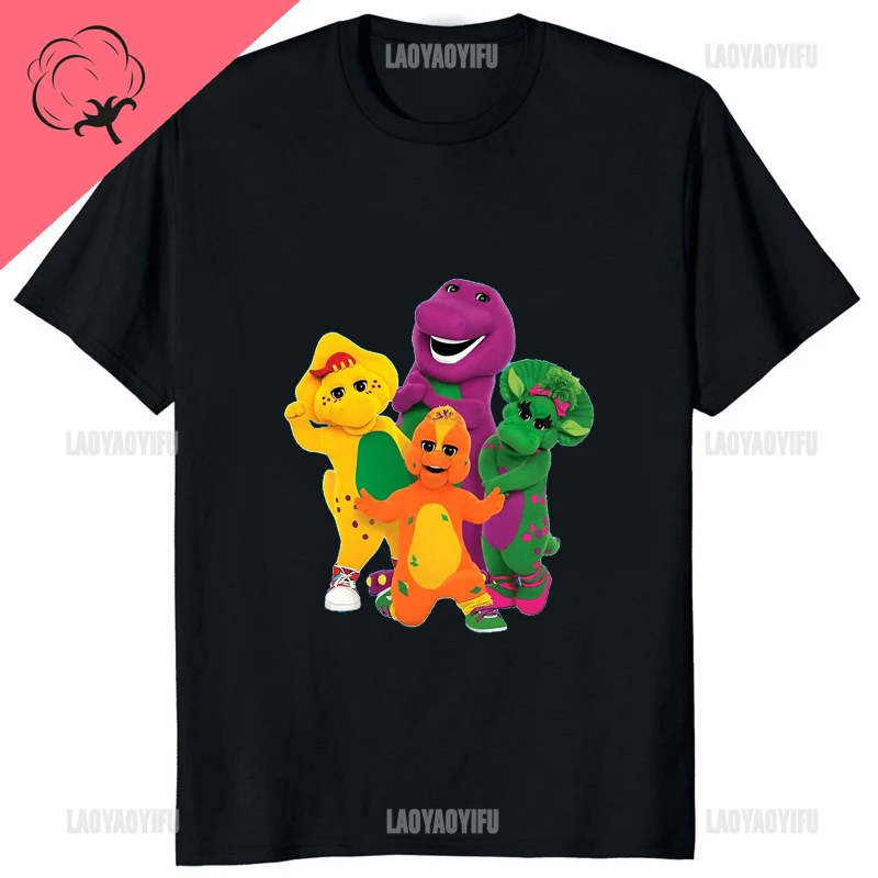 Barney and Friends Classics Cartoon High Quality Cotton T-shirt Hip Hop Casual Streetwear Hipster Man T Shirt Soft Women Tshirt