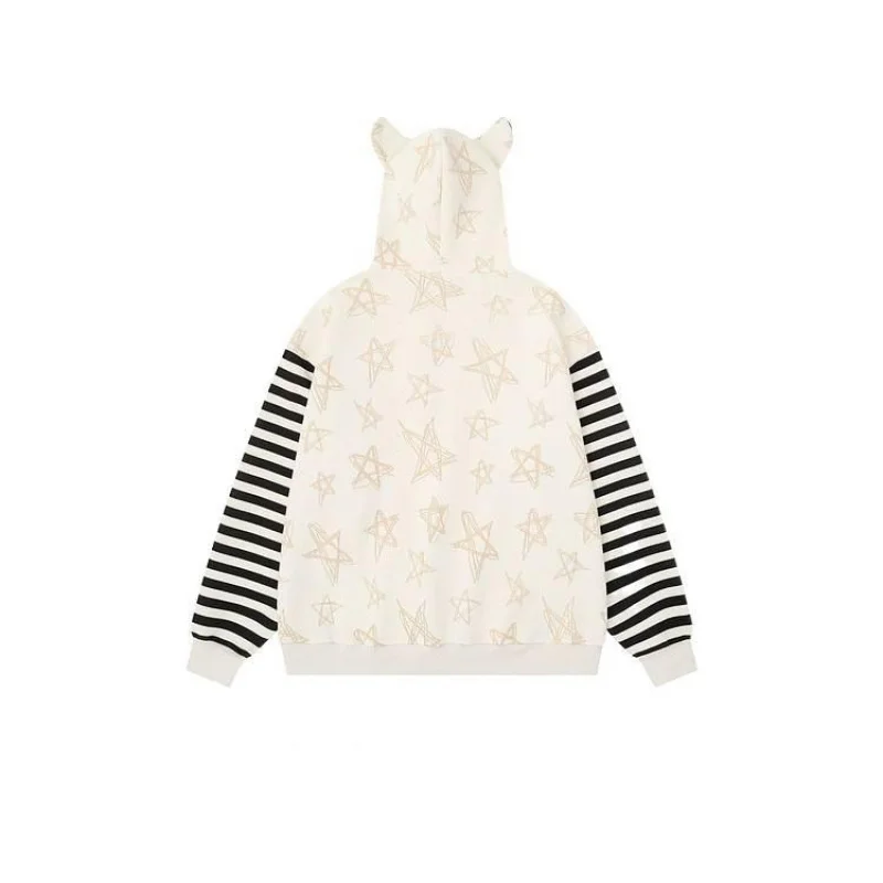 WESTSHAN أعلى جودة الاتحاد الأوروبي الولايات المتحدة حجم Y2K الملابس الكرتون لطيف آذان ستار المشارب البلوز المرأة خريف شتاء كامل ستار قلنسوة بسحاب