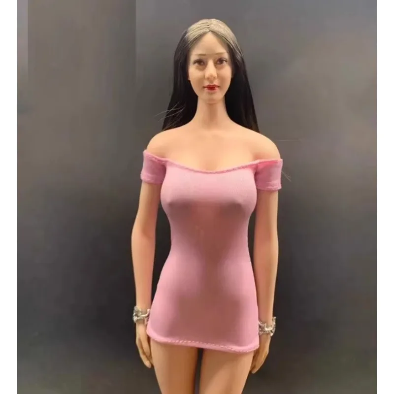 1/6 Scale Female Off Shoulder Dress Tight Elastic Slim Skirt Three Colors Doll Clothes Model for 12