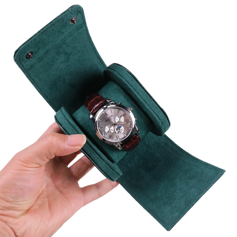 Single Watch Roll Travel Case Portable Vintage Leather Watch Storage Organizer Wristwatches Box Watch Roll Travel Case