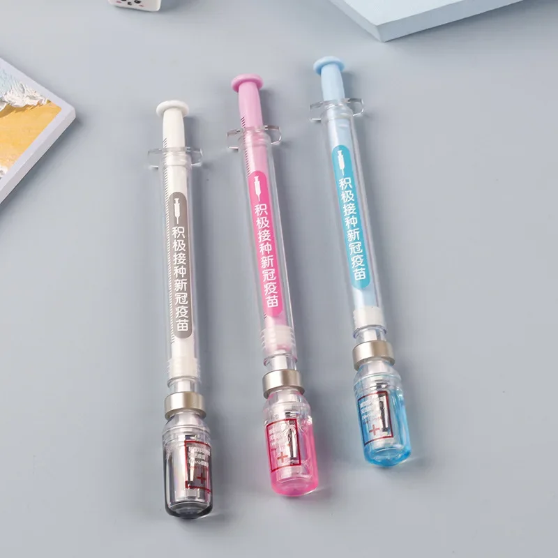 36Pcs Wholesale color syringe gender-neutral pen creative simulation syringe syringe student stationery  kawaii school supplies