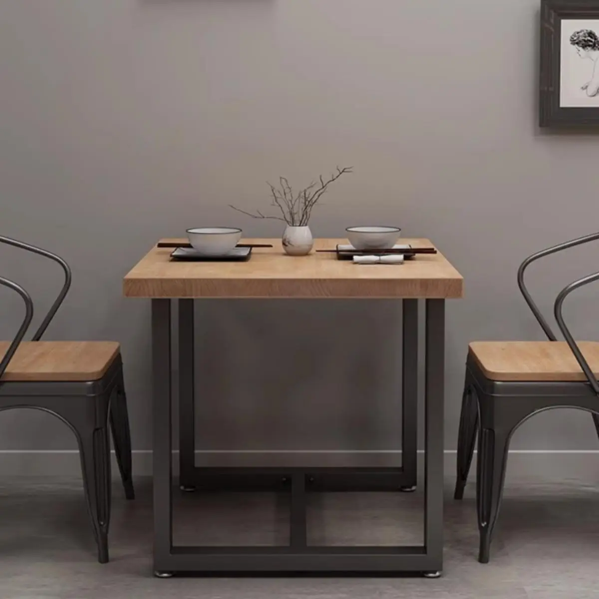 Double square small dining table dining table small square table restaurant coffee milk tea shop tables and chairs solid wood