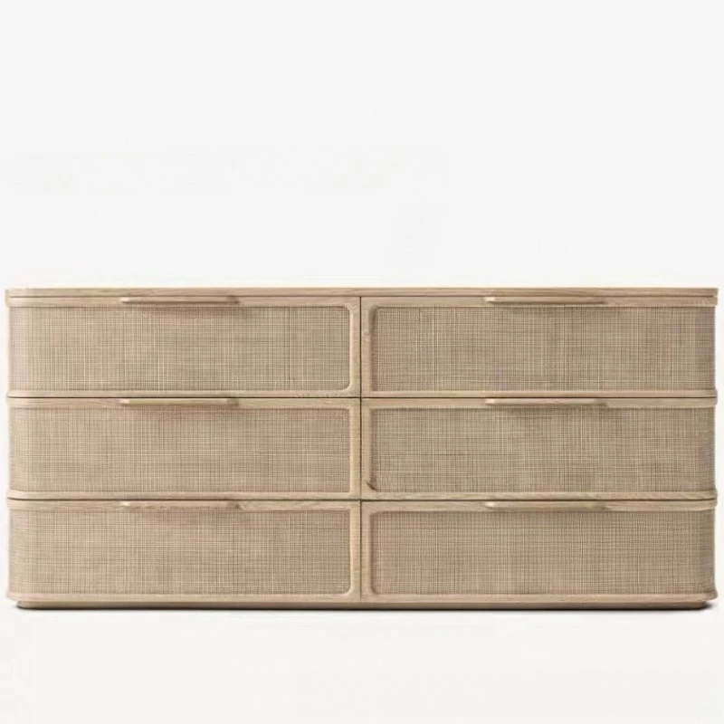 American entrance cabinet, bedroom bedside storage, living room storage decoration display, rattan chest