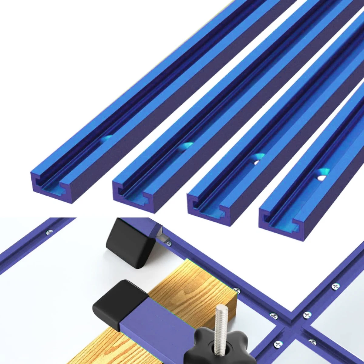 

T Track Woodworking with Predrilled Mounting Holes T-slot Miter Track Jig for T Screw Fixture Slot, Table Saw Router Table DIY