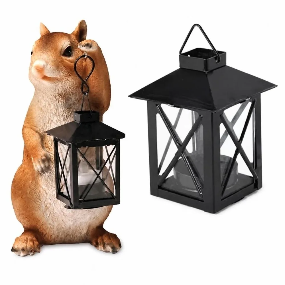 New Vintage Style Candle Lantern Hanging Handle Glass Panels Mini Lantern Centerpiece Decorative Candle Holder Table Centerpiece