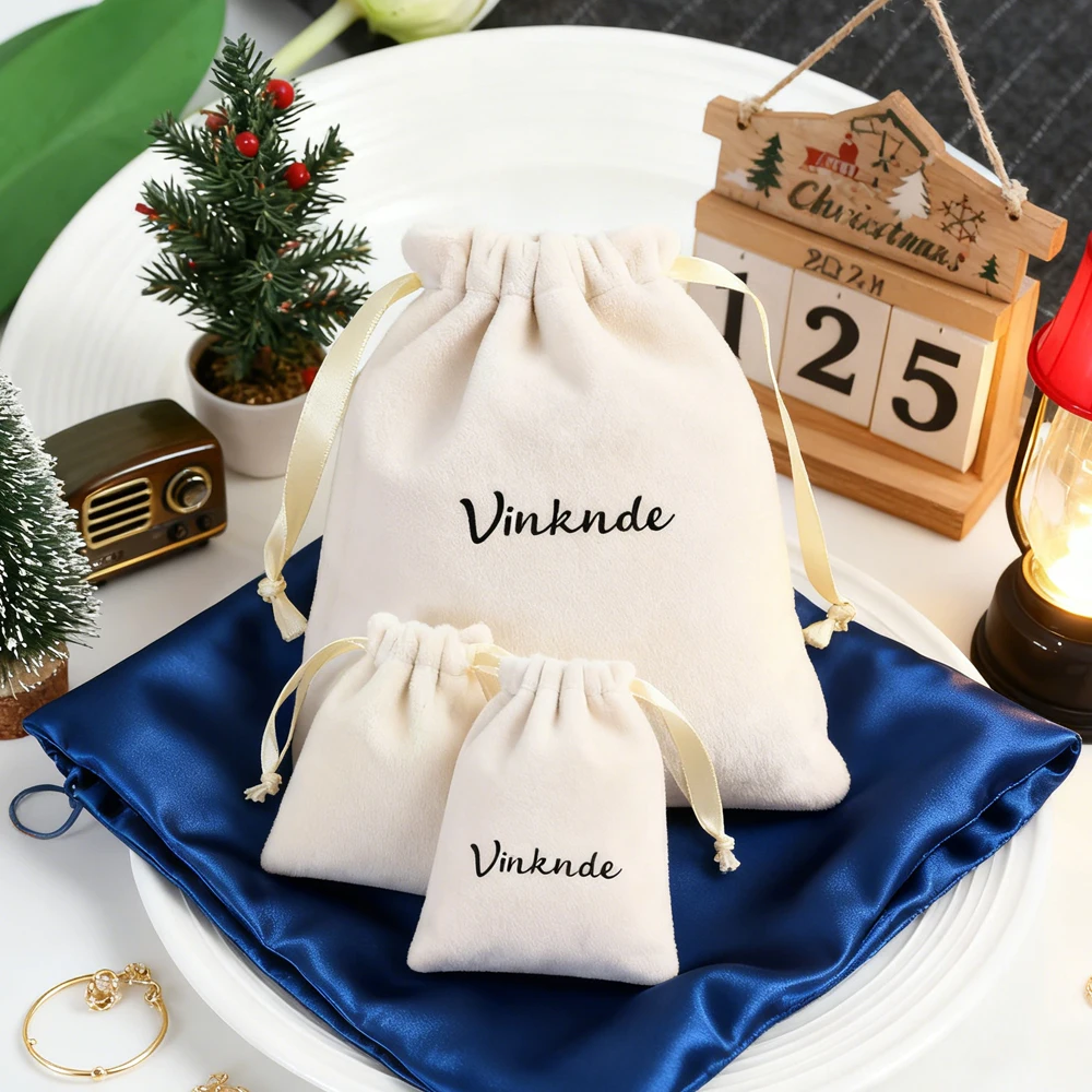 

100Pcs Custom Logo 8x10cm Jewelry Velvet Drawstring Bag Wedding Favors Gift Wig Cosmetic Organizer Candy Goodies Boutique Pack