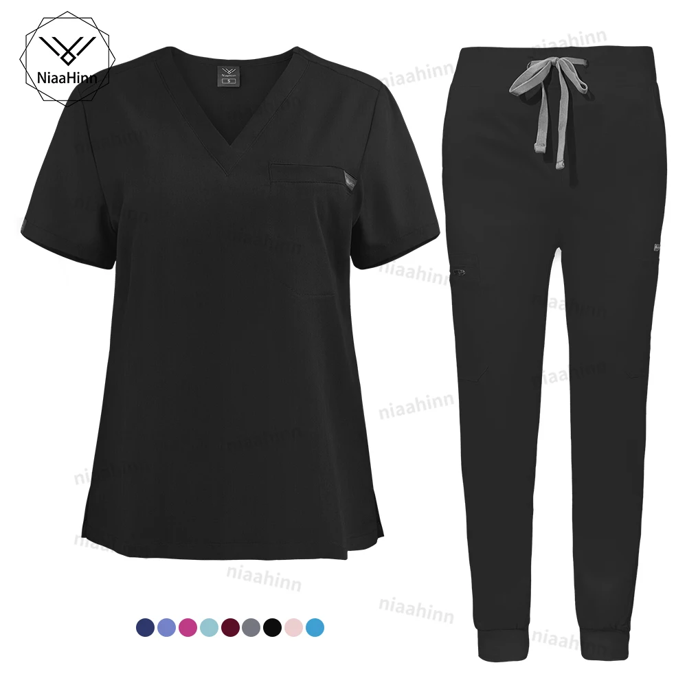 Solid Color Minimalist Nurse Uniform Unisex High Quality Medical Scrub Nursing Accessories Pediatric Hospital Nurse Clothing Set