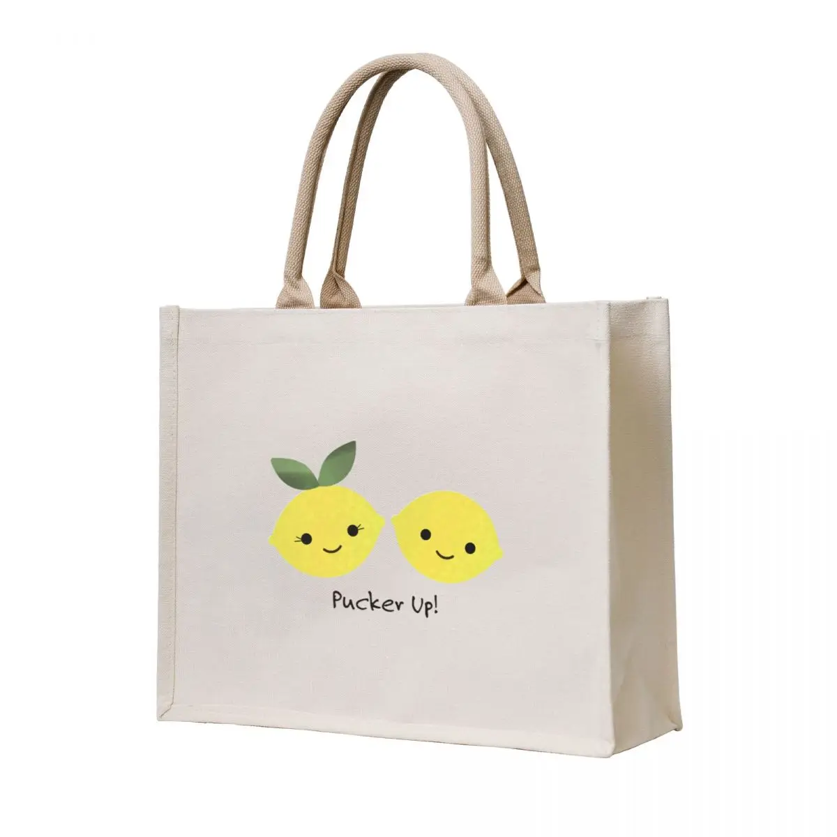 

Pucker Up Cute Kawaii Lemons Tote Bag reusable grocery bags Canvas stote bag bags for women large size bags