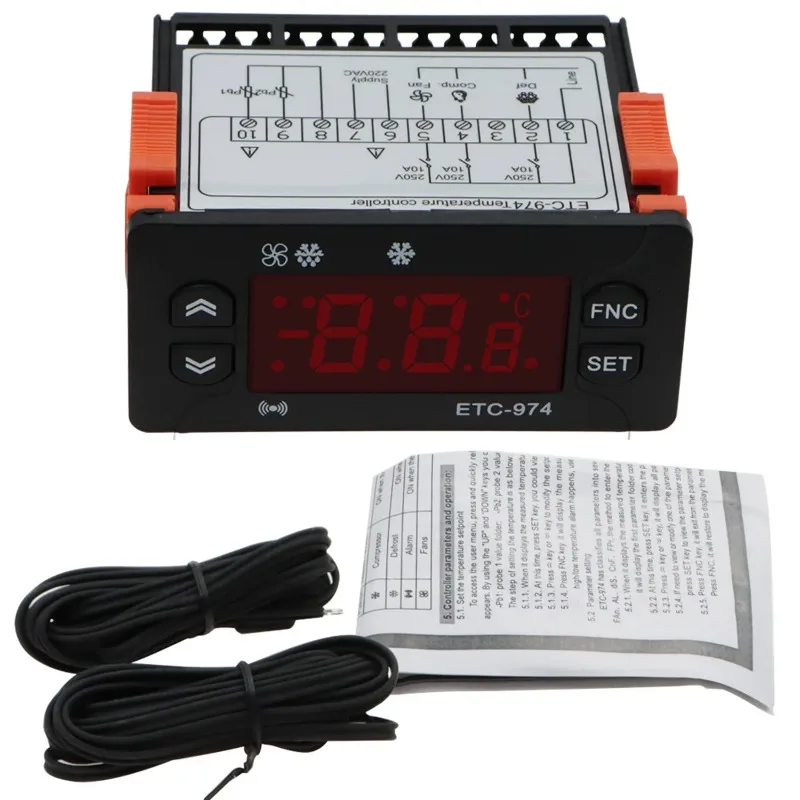 ETC-974 Digital Microcomputer Temperature Controller 220V Digital Thermostat Refrigeration Defrost Fan Control