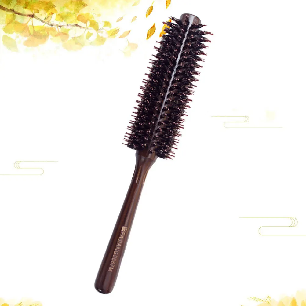

Ergonomic Wood Handle Round Brush 8867-14 Natural Boar and Nylon Bristles for Smoothing Curling Drying Women Gift Salon