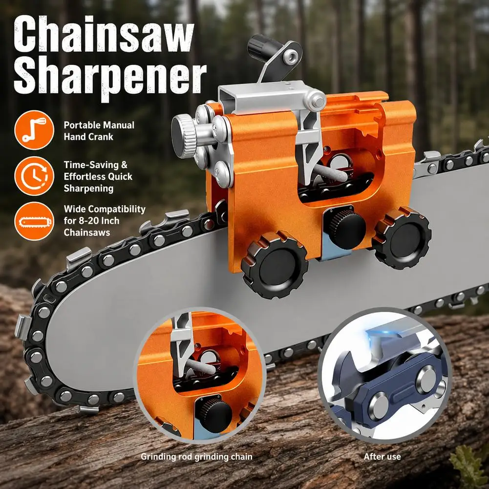 Portable Hand-Crank Chainsaw Sharpener Quick Chain Grinding Tool For Electric Gas Saws