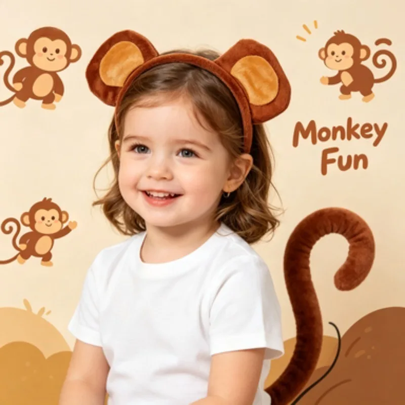 Plush Curly Tail Decorative Set,  Kids Stage Performance Accessories,  Kindergarten Show & Photo Props, Birthday Party Kit
