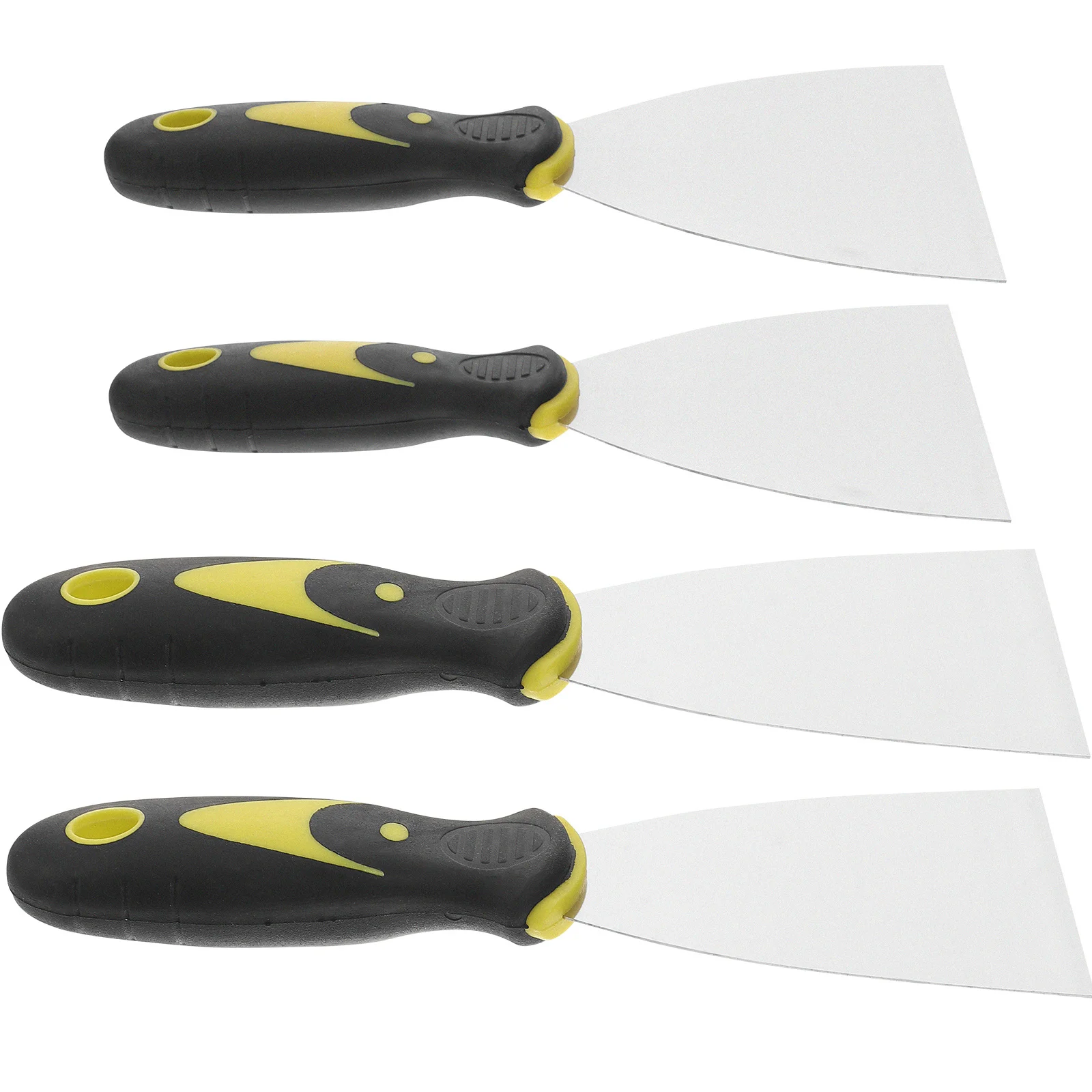 Raspador de pintura de acero inoxidable, espátula de doble mango de 2,5 pulgadas y 4 pulgadas para reparación de paredes, herramienta de eliminación de papel tapiz para parches de paneles de yeso, 4 Uds.