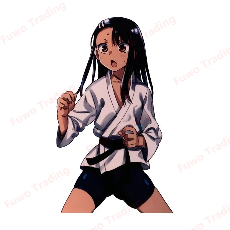 EARLFAMILY Nagatoro Hayase Cosplay Car Sticker Miss Nagatoro Sexy Uniform Decal Rear Windshield Trunk Motorcycle Helmet Stickers