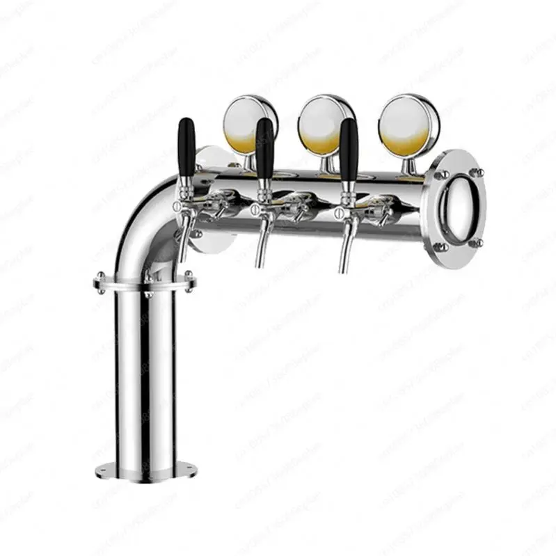 

3-сторонняя система крана L-типа Kegerator с крутой светодиодной подсветкой, коммерческая пивная башня из нержавеющей стали