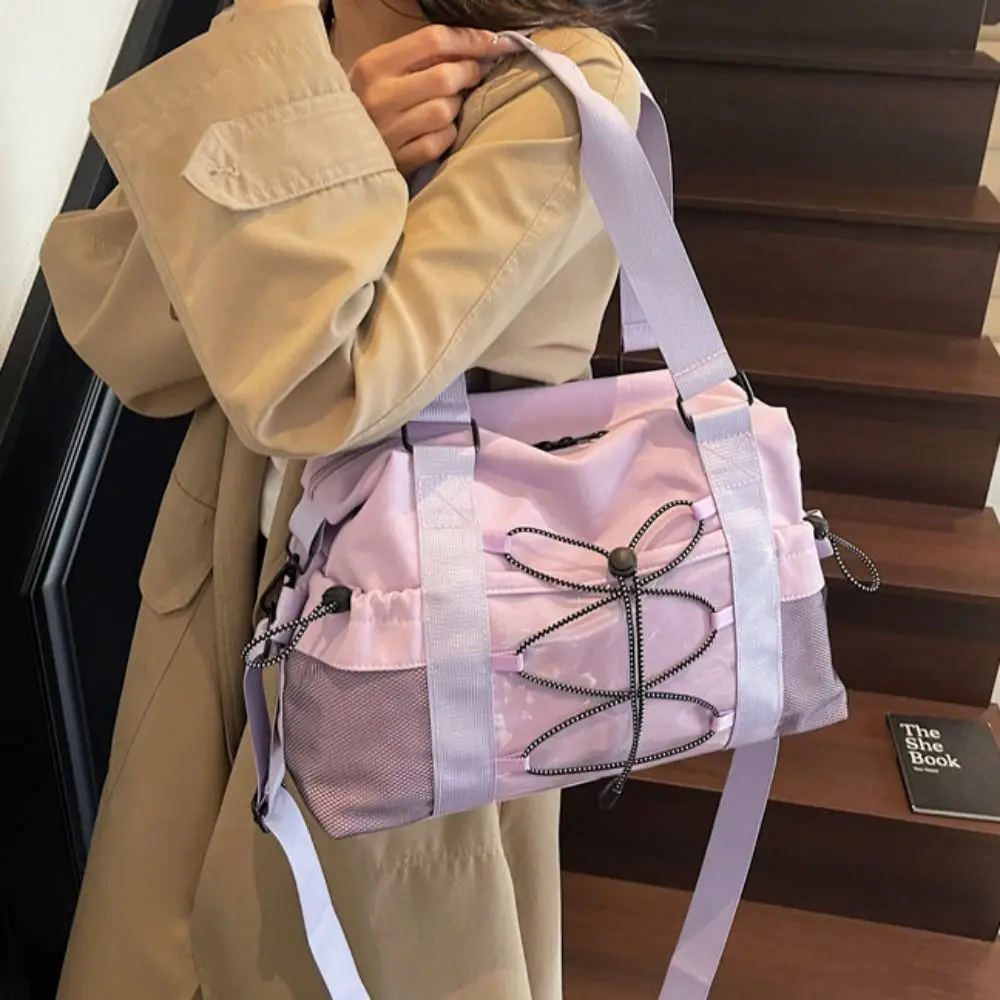 

Casual Casual Nylon Tote Bag Drawstring Solid Color Oxford Cloth Shoulder Bag Portable Lightweight Sports Fitness Bag Travel