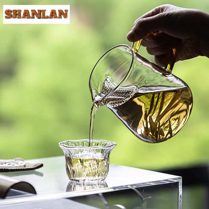 420 مللي كوب عادل زجاجي سميك تشاهاي عالي البورون سيليكون مقاوم للحرارة شاي الكونغ فو مع مقبض مرشح كوب معرض فاصل الشاي #3