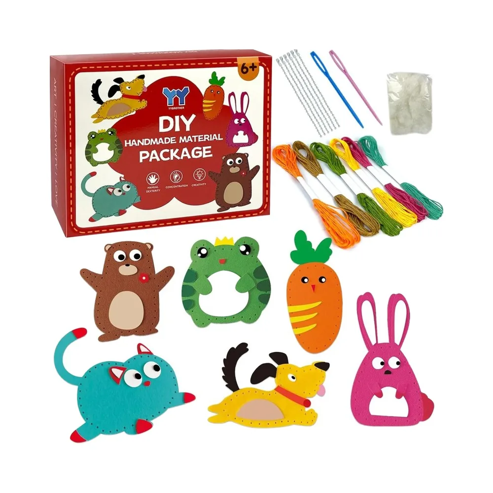 Kids Felt Sewing Kit Non Woven Fabric DIY Handmade Craft Set Safety Stitch Educational Toy Improve Concentration Creative Making