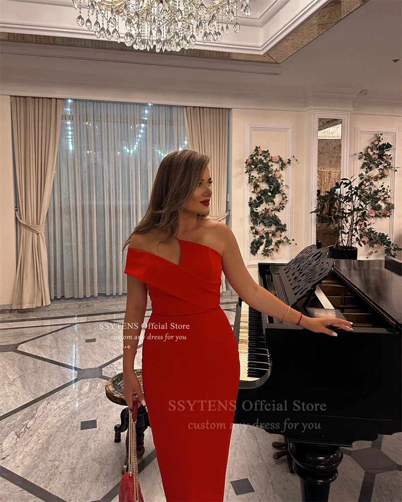SSYTENS Elegant Red Evening Party Dresses Wedding Guest Ceremony Luxury Vestidos Customized Formal Women Satin Prom Dresses 2025