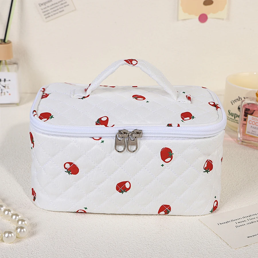 Cosmetic Storage Bag Print Lovely Handheld Makeup Bag Large Capacity Cute Toiletry Wash Bag Travel Portable Zipper Pouch