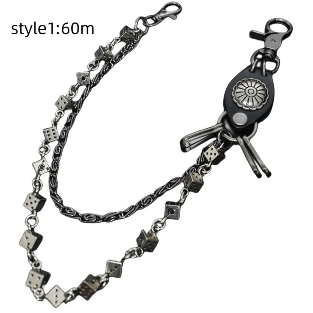 Gantungan Kunci Rumbai Kulit Punk Hip Hop Sabuk Logam Panjang Rantai Celana Pinggang Untuk Wanita Pria