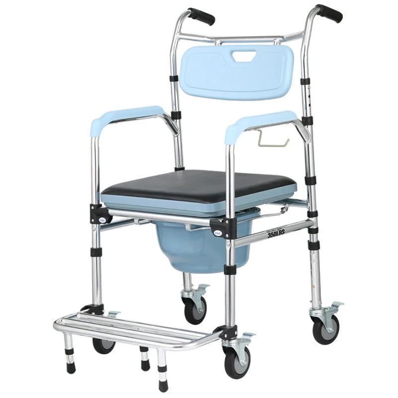 

New Arrival MK MK04015 Class I Modern Adjustable Folding Shower Toilet Commode Chair with Wheels 136kg Capacity 59x24x75cm