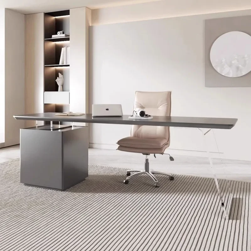 

Cream wind suspension desk acrylic modern simple desk writing table household designer boss table