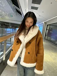 Women's dressLoose age-reducing lapel sheep fleece fur one body fur top women's winter new lamb fur coat