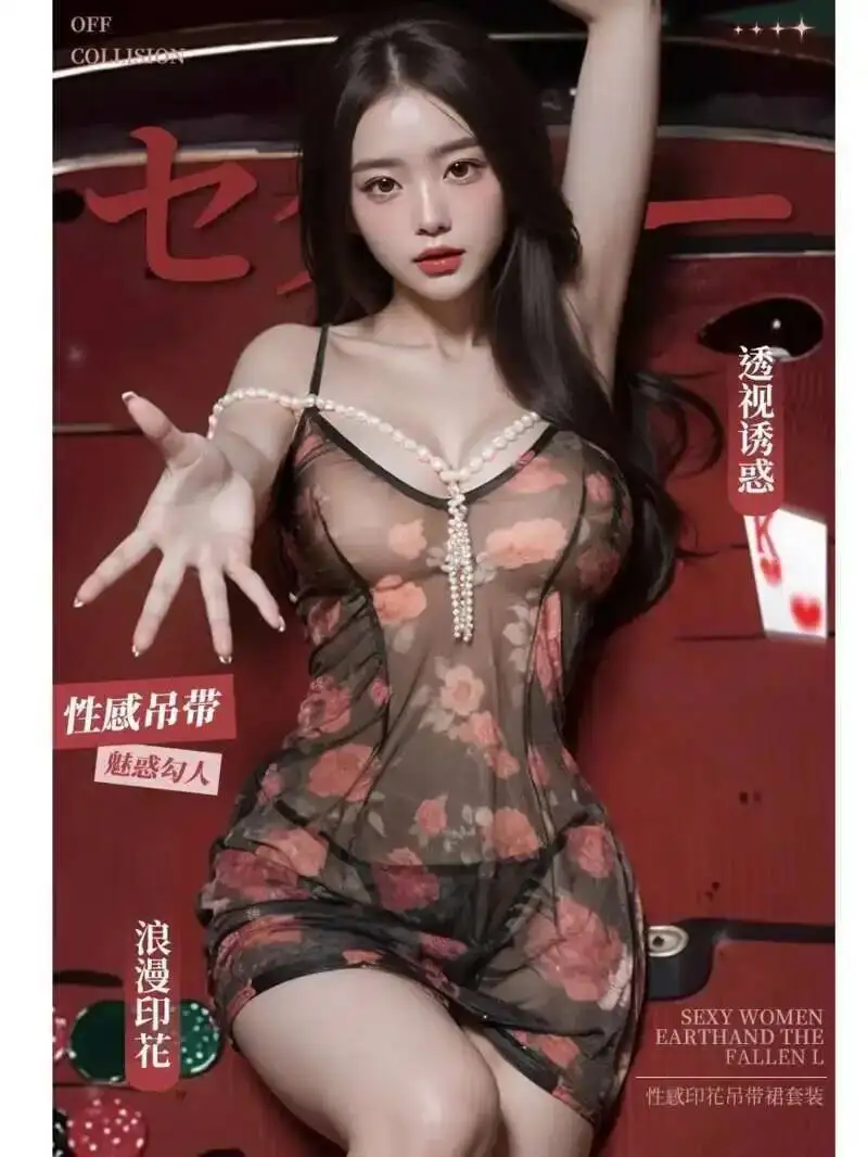 ชุดนอนเดรสสั้นซีทรูลายลูกไม้ตาข่ายเซ็กซี่แบบรัดรูป ดีไซน์หรูหรา แฟชั่นใหม่ปี 2025 สไตล์หวาน รุ่น 5G6N