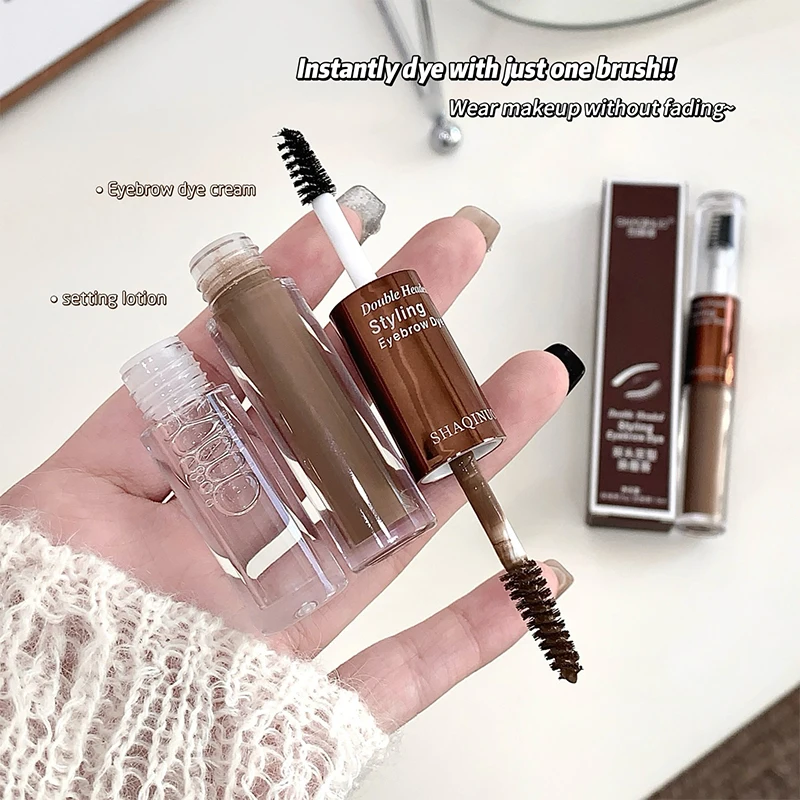 ماسكارا حواجب مزدوجة الأطراف من SHAQINUO على شكل ولون مع عقد يدوم طويلاً، مقاومة للماء ومقاومة للتلطخ لفييني ذو مظهر طبيعي