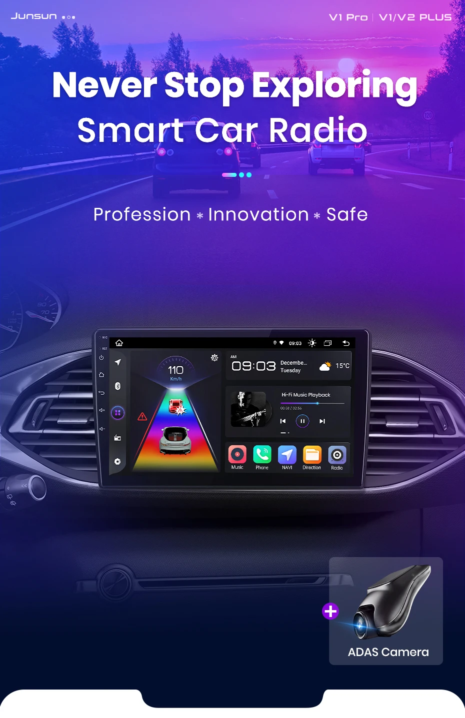 Junsun Drahtlose CarPlay Android Auto Auto Radio Für Peugeot 308 308S 2013 - 2017 GPS Multimedia 2 din – Detail 1