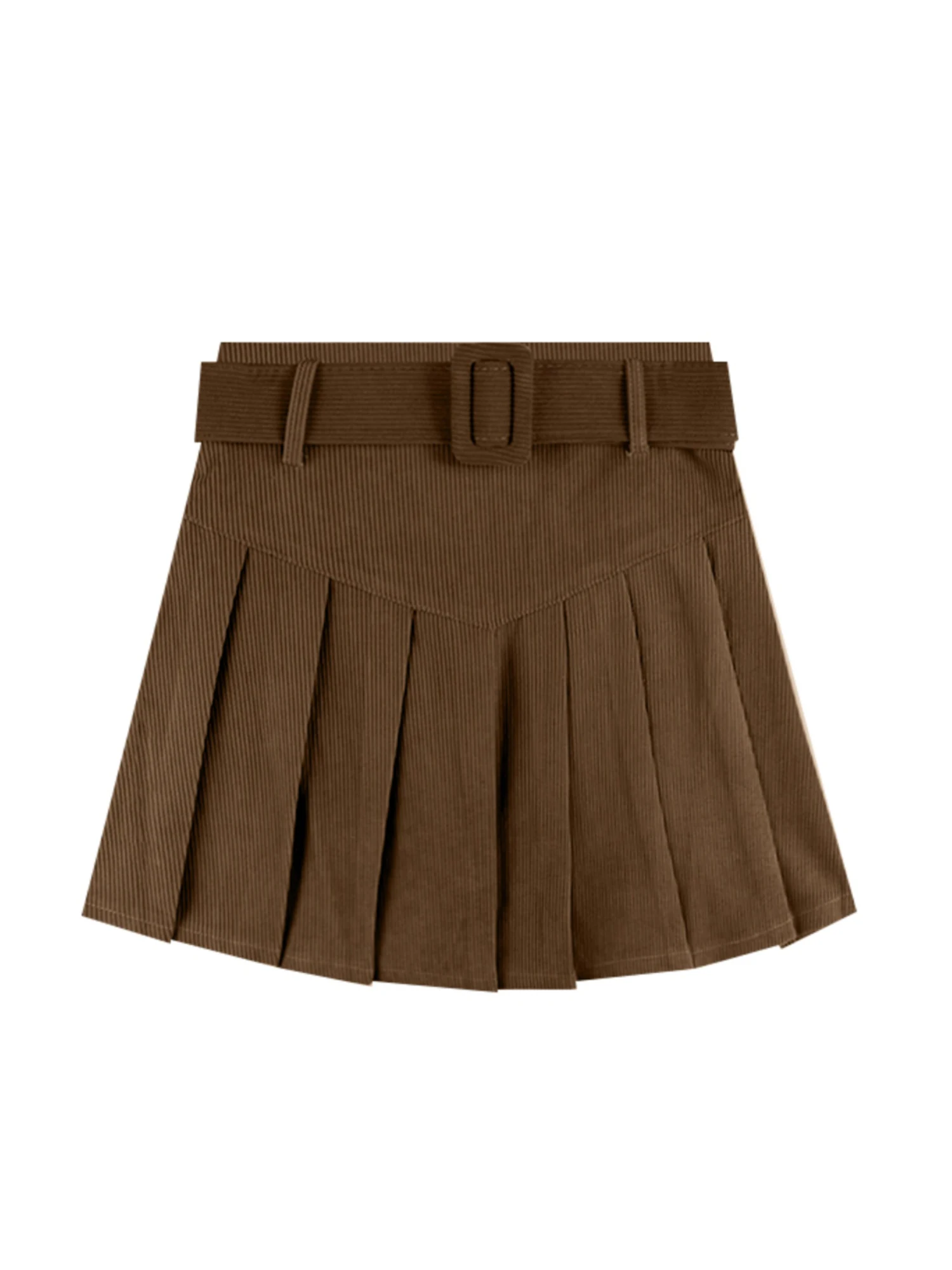 Women's Brown Mini Corduroy Skirt Vintage Y2k Gyaru A-line Pleated Skirt Harajuku High Waist Oversize Skirts 2000s Clothes 2025