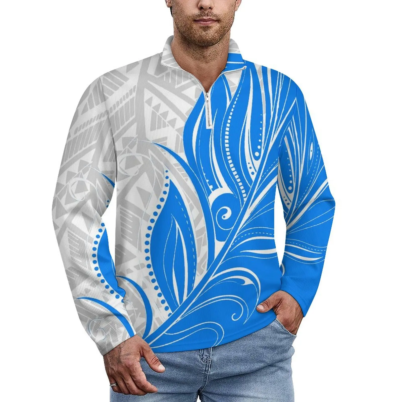 Warm Pullover Sweater Polynesian Tribal Ethnic Style Commuter Casual Everyday Wear Men'S Long-Sleeved Polo Shirt Sports Sweater