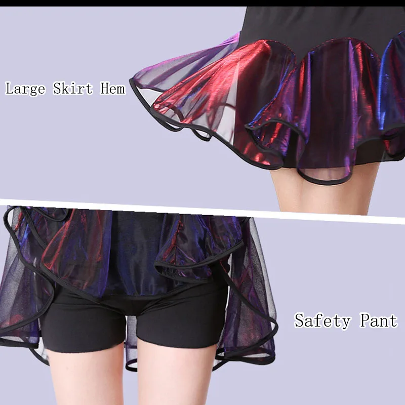 Latin Dance Skirt Women Large Swing Skirt Dancewear Stage Performamnce Costume Ballroom Rumba Samba Tango Chacha Skirts