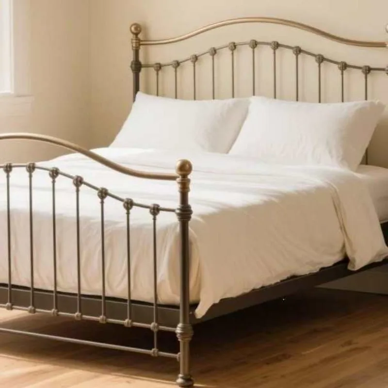 Wrought iron double 1.5 meters iron frame Nordic light luxury master bedroom home double bed