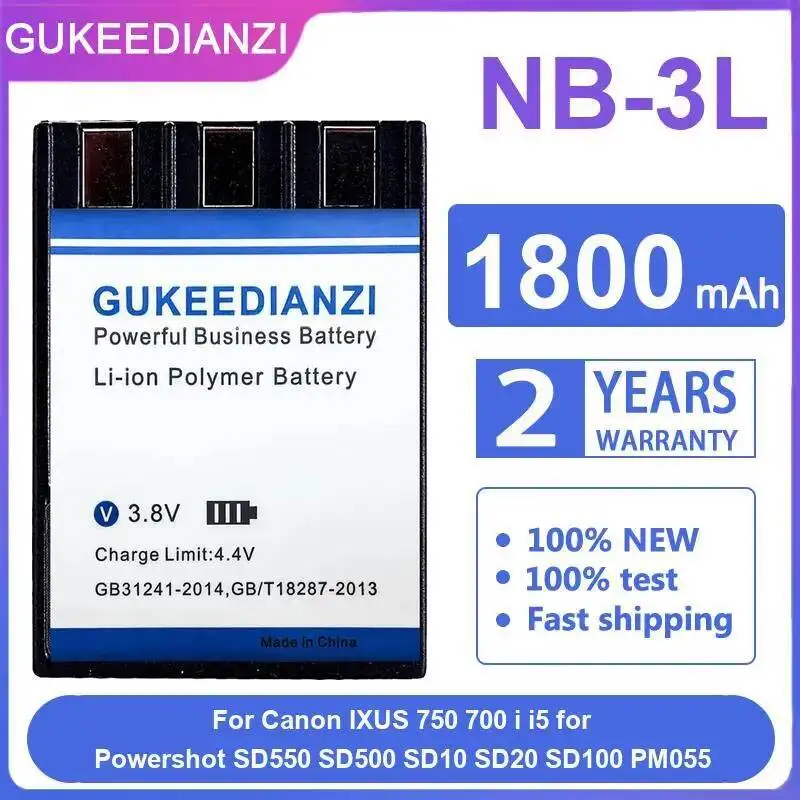 

Для Canon Powershot Ixus 750 700 I I5 SD550 SD500 SD10 SD20 SD100 PM055 NB-3L прочный аккумулятор для камеры 1800 мАч