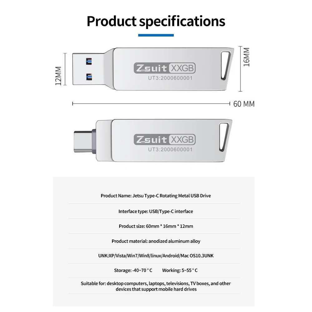 Imagem -04 - Usb Flash Drive em Tipo-c Usb 3.0 128g Pen Drive 64gb Metal à Prova Dágua Flash Drive 32gb Pendrive Memory Stick Gift Logo Pendrive 128gb