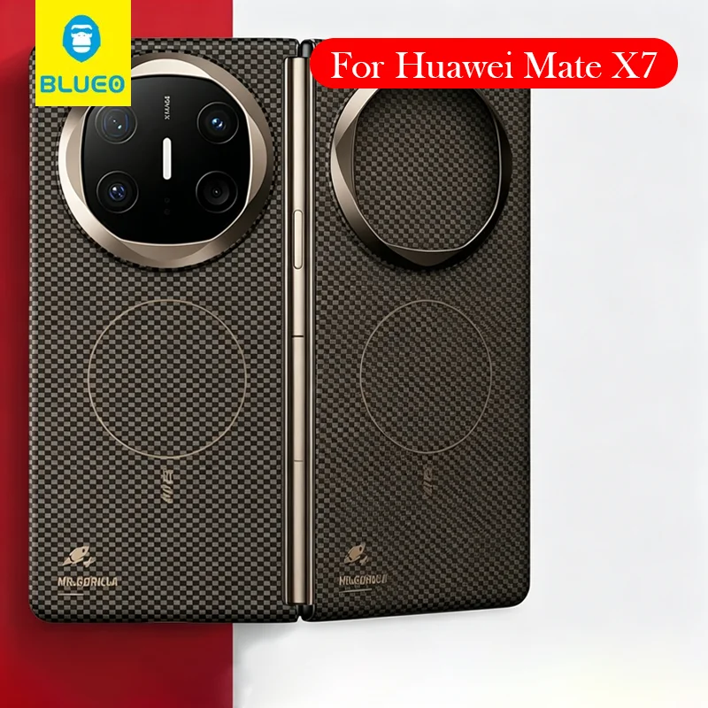 

Blueo Carbon Fibre Case For Huawei Mate X7 Kevlar Wireless Charging Back Cover Case for HUAWEI MATE X7