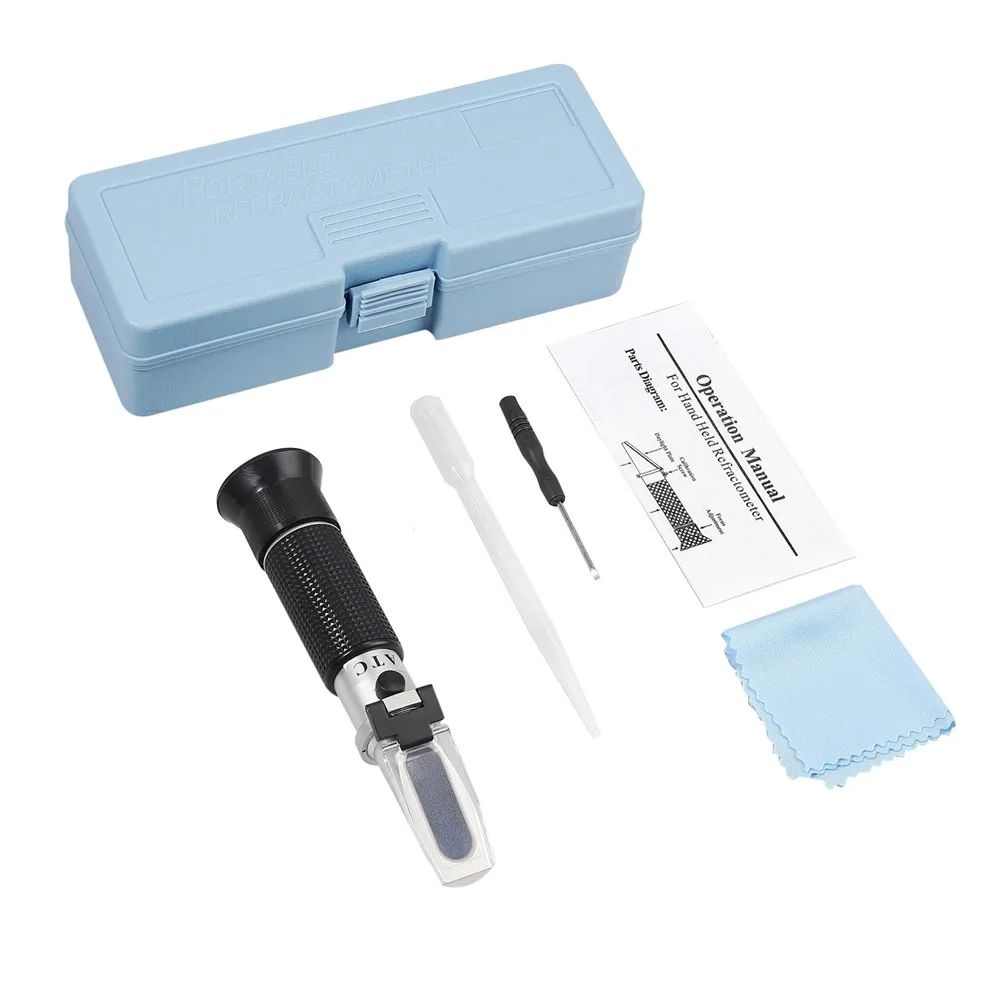 Refractometer Brix Sugar Handheld ATC Refractometer 0-28% Salinity 0-32% Refractor Salinity Meter Brix Meter Salt Sugar Meter