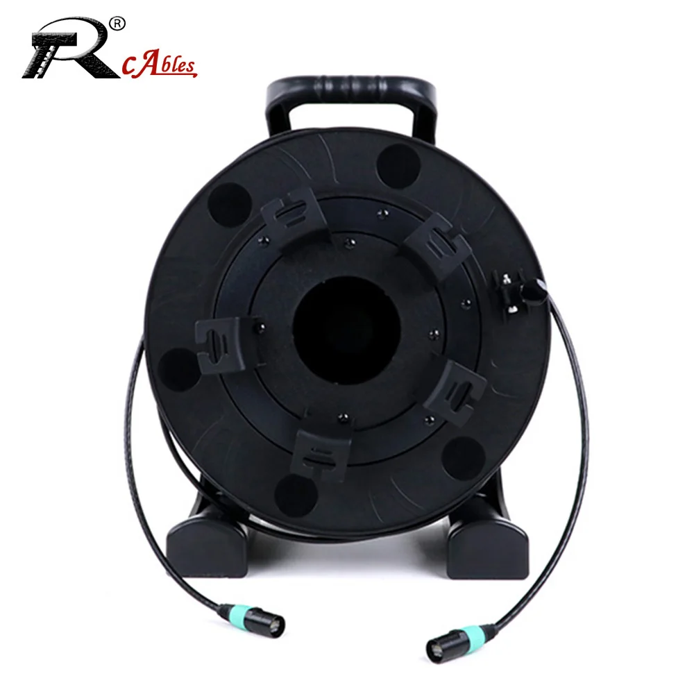 Shielded Cat.6a Network Cable with Reel,RJ45 CAT.6A Indoor Ethercon Ethernet Network Extension Cord with PCD380 Cable Reel Drum