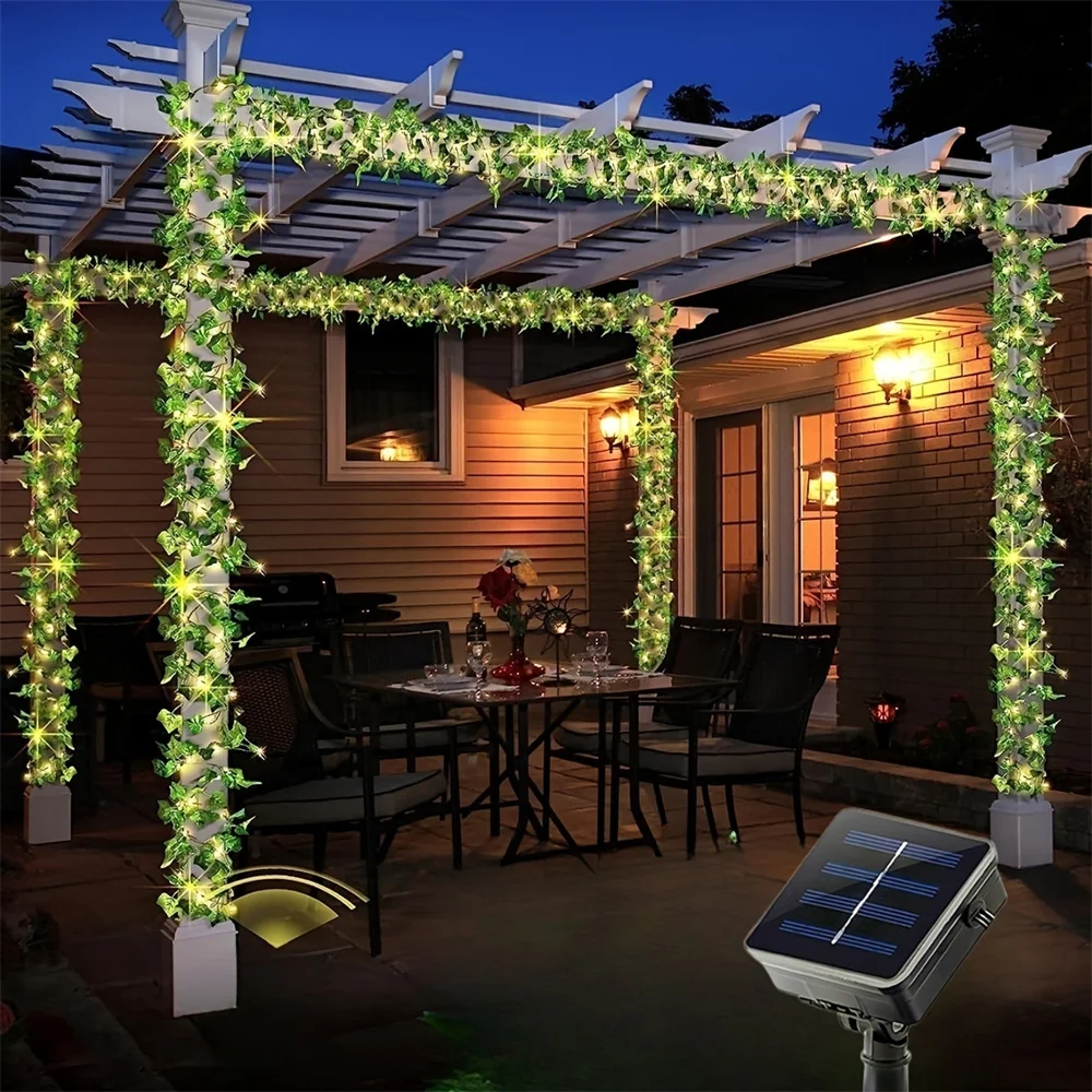 Imagem -03 - Maple Leaf Solar Fairy Lights Guirlanda ao ar Livre Decoração do Jardim Eid Al-adha Mubarak 100leds 1pc