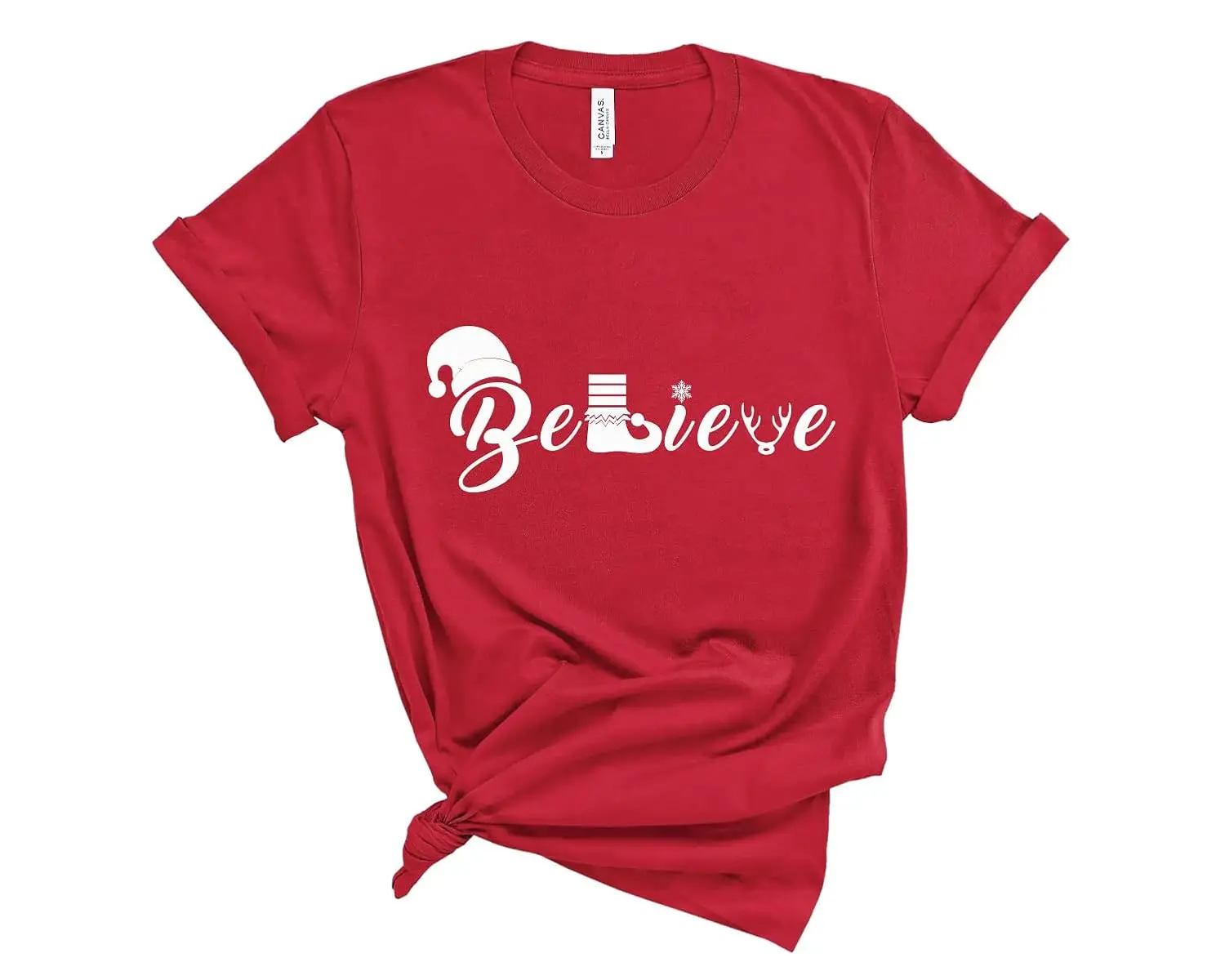 Christmas Believe Shirt, Cute Short Sleeve Christmas Graphic Tee