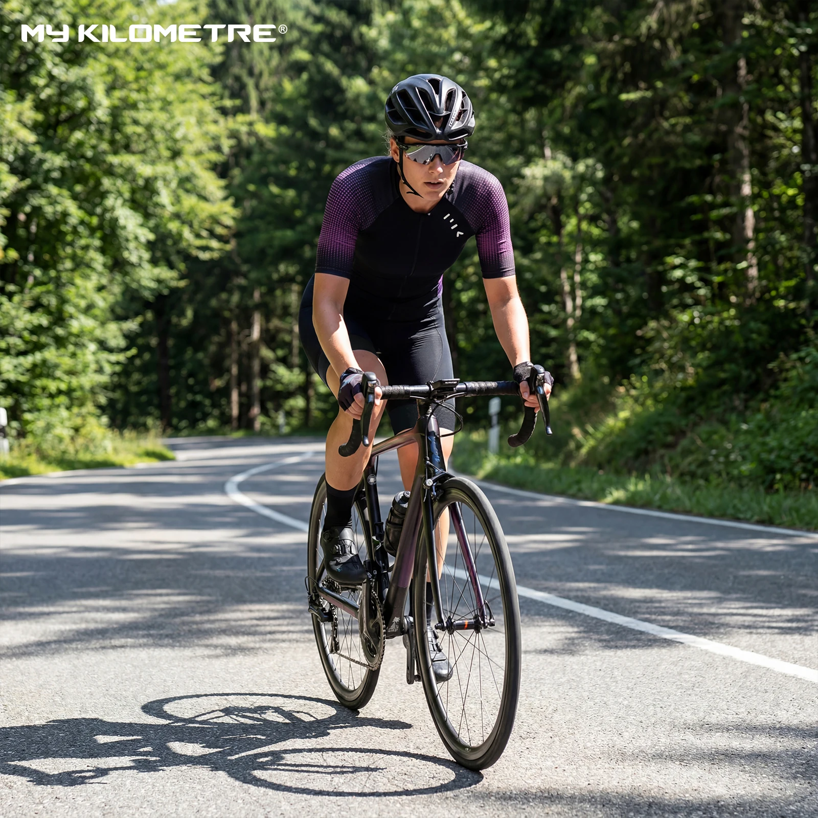 

Женская футболка для триатлона с короткими рукавами, быстросохнущая, дышащая, для велоспорта, бега и плавания, с передней молнией, гоночная триатлонная футболка MY KILOMETRE